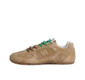 New Balance Tan Low-Cut Sneakers with Green Laces - product image from the listing.