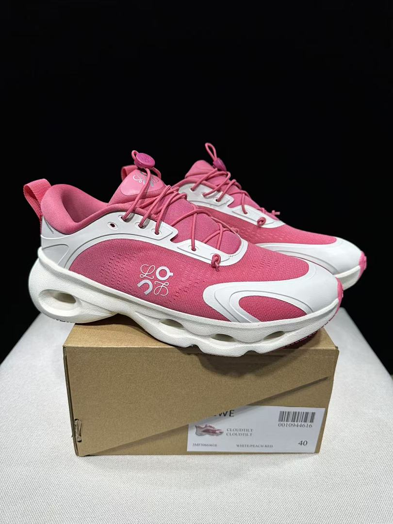 On x LOEWE Cloudventure 3.0 Sneakers in White Peach Red - product image from the listing.