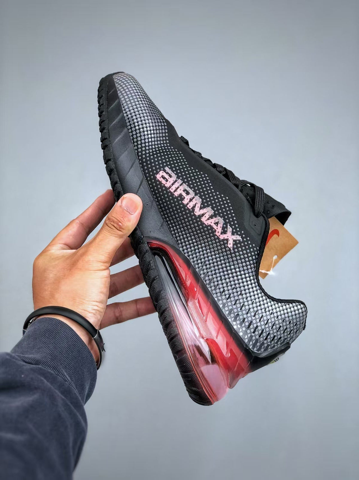 Nike Air Zoom Spiridon Running Shoes in Black Red - product image from the listing.