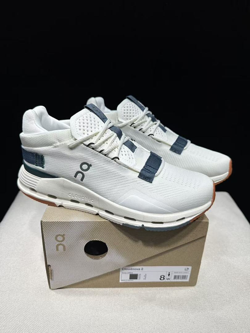 Ivory and Olive On Cloudnova 2 Sneakers - product image from the listing.