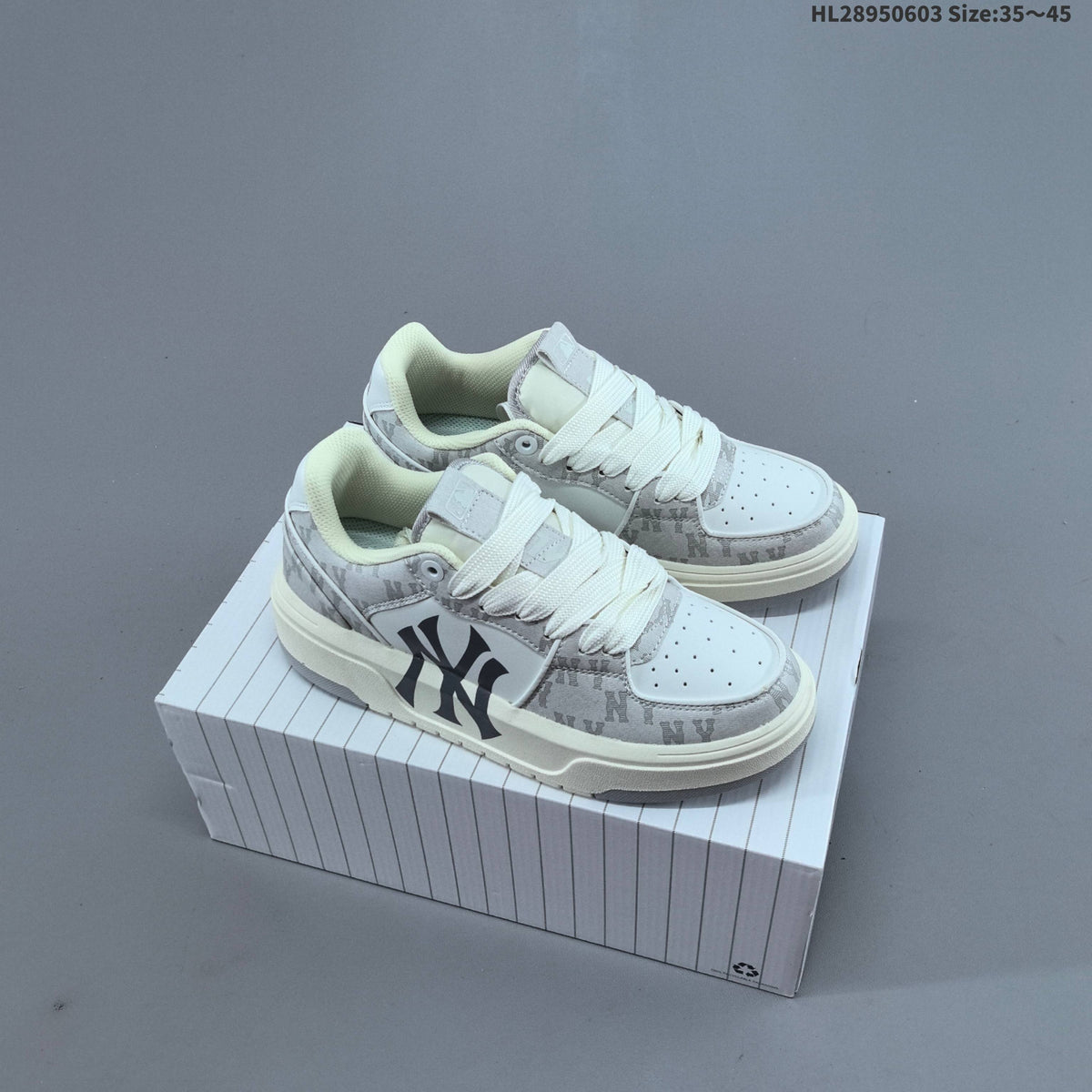 MLB New York Yankees Platform Sneakers, in White and Gray - product image from the listing.