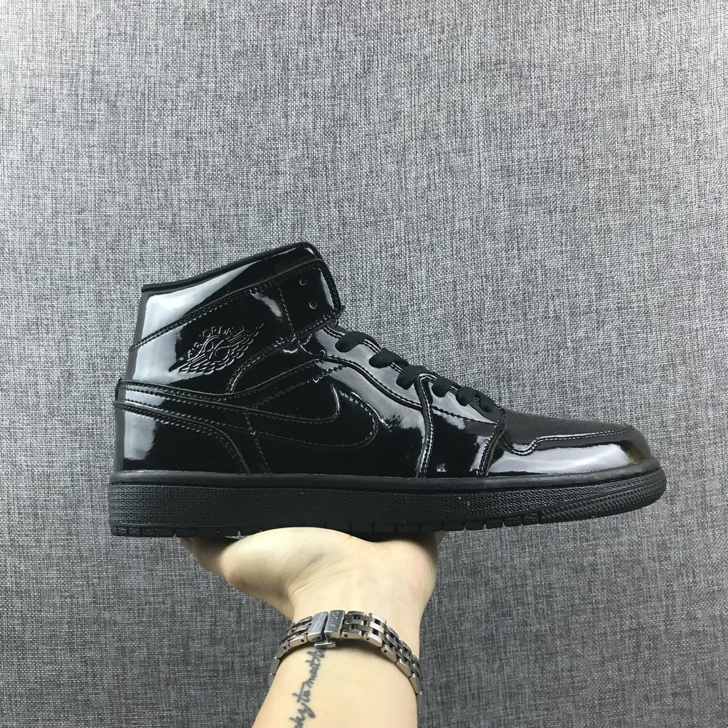 Black Patent Sneakers - Air Jordan 1 Mid BQ6472-002 - product image from the listing.