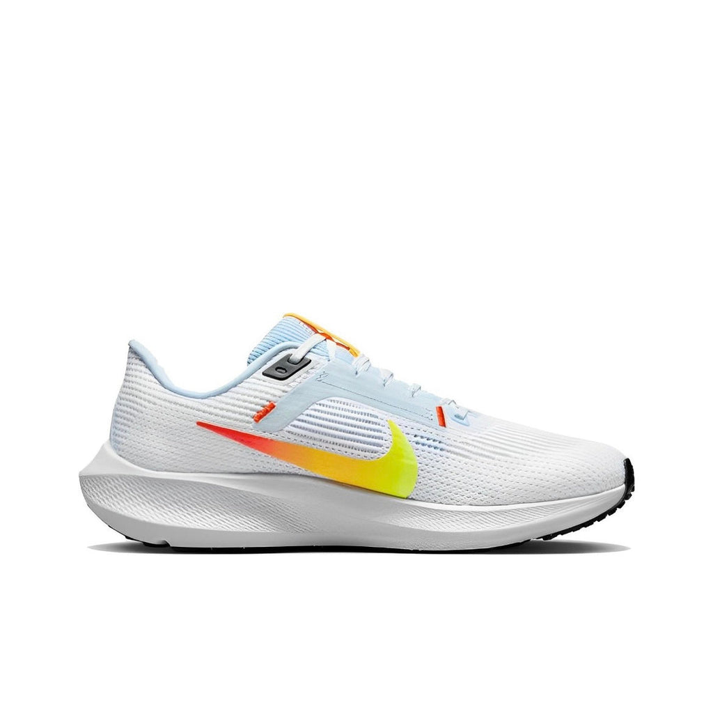 Nike Air Zoom Pegasus 40 Running Shoes in White Blue Orange DV3854-102 - product image from the listing.