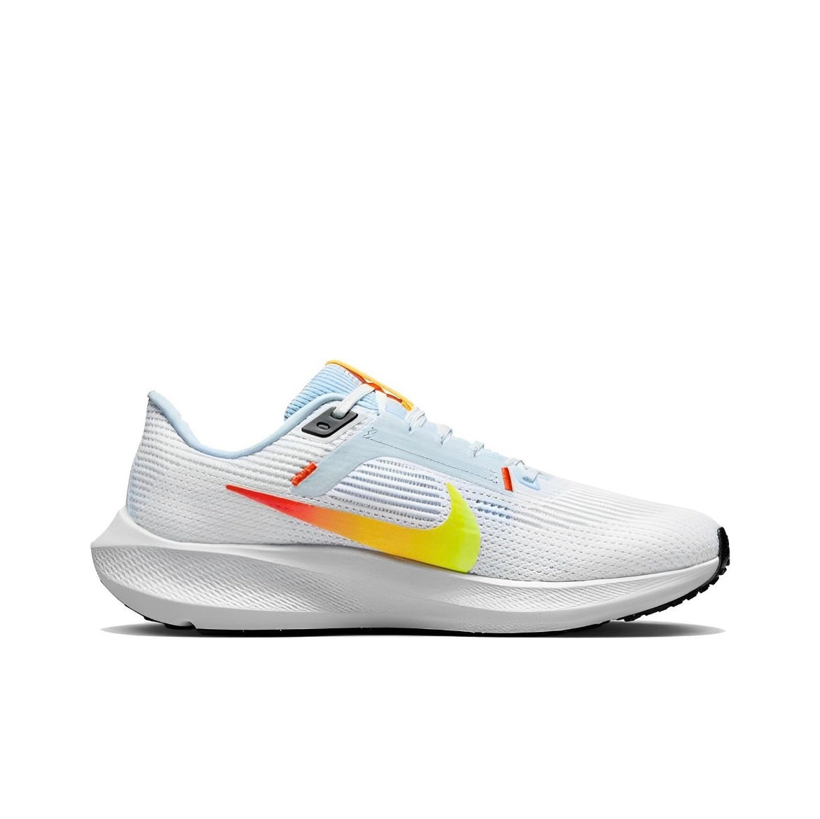 Nike Air Zoom Pegasus 40 Running Shoes in White Blue Orange DV3854-102 - product image from the listing.