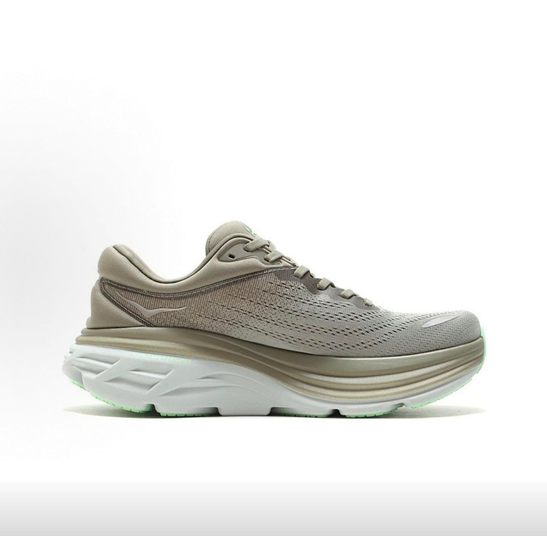 Green and Silver HOKA Bondi 8 Sneakers - product image from the listing.