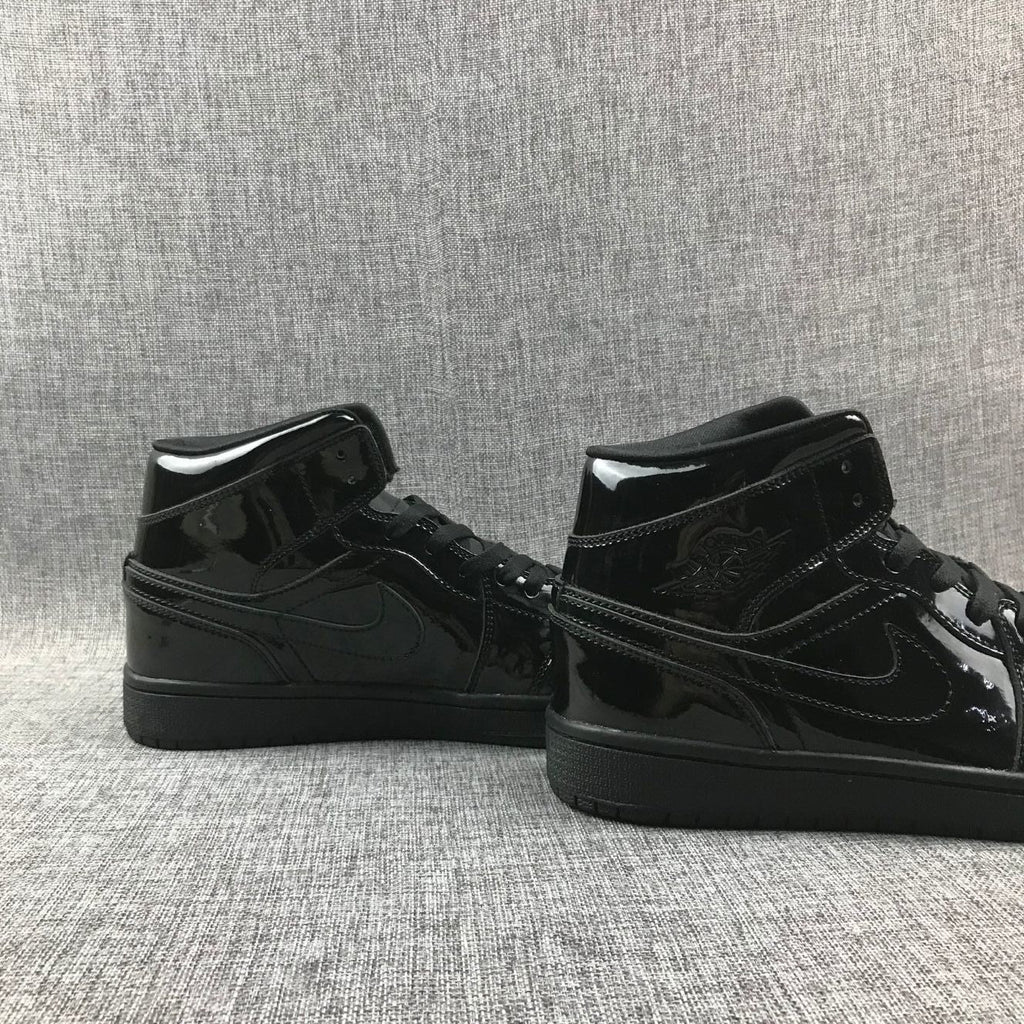 Black Patent Sneakers - Air Jordan 1 Mid BQ6472-002 - product image from the listing.