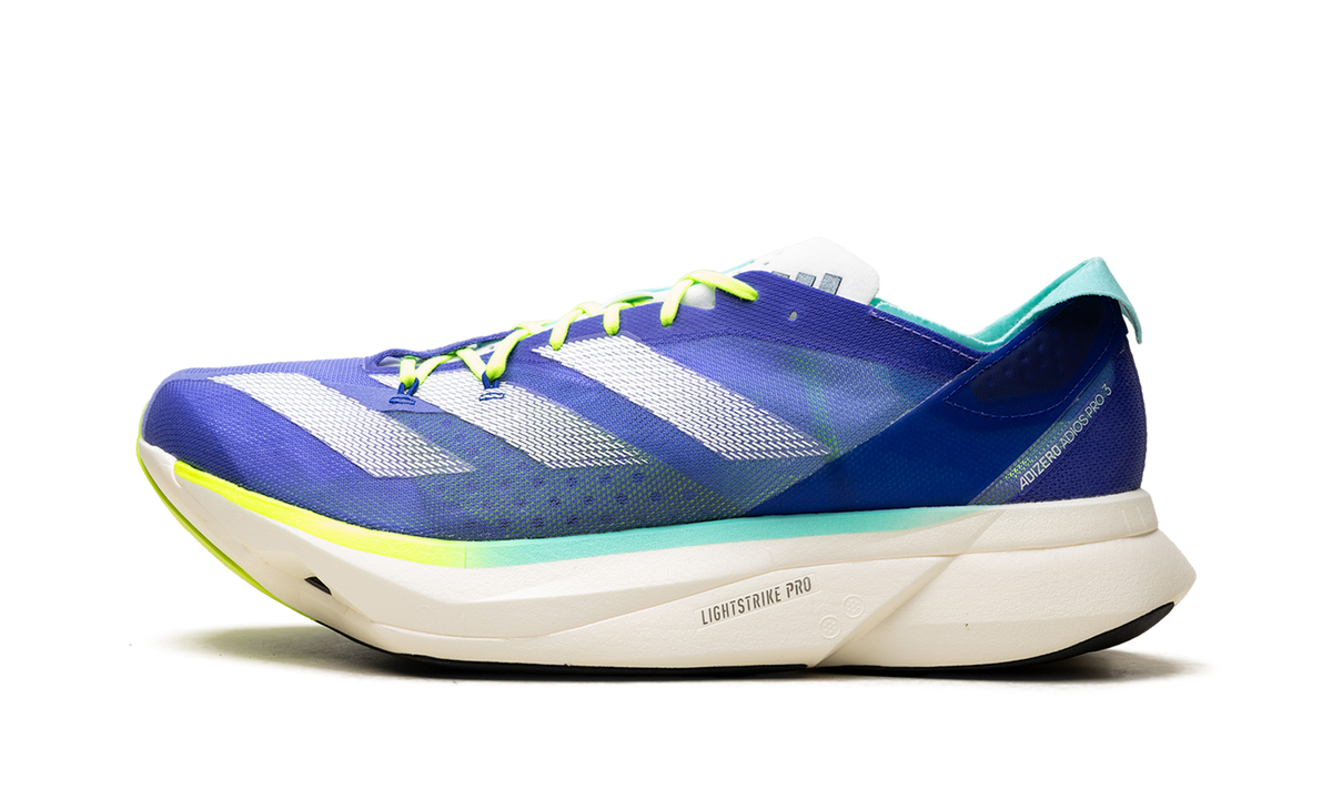 "Cobalt Blue Zero Metalic Lucid Lemon" Adizero Adios Pro 3 ID3635 - product image from the listing.
