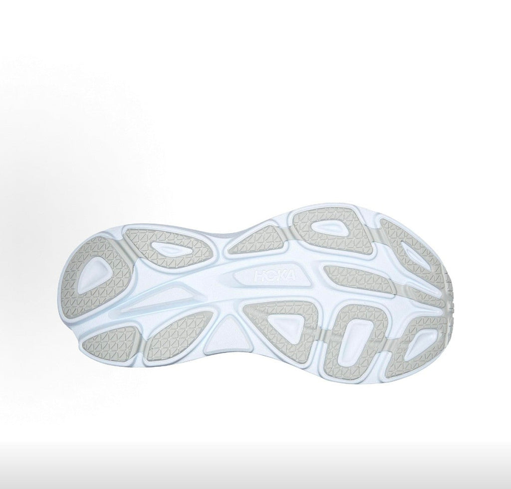 HOKA Bondi 8 Running Sneakers in Gray and Coral - product image from the listing.