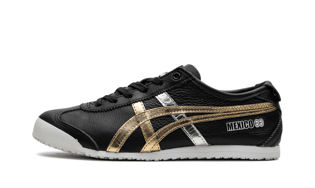 Onitsuka Tiger Mexico 66 in Black Gold Silver 122982 - product image from the listing.