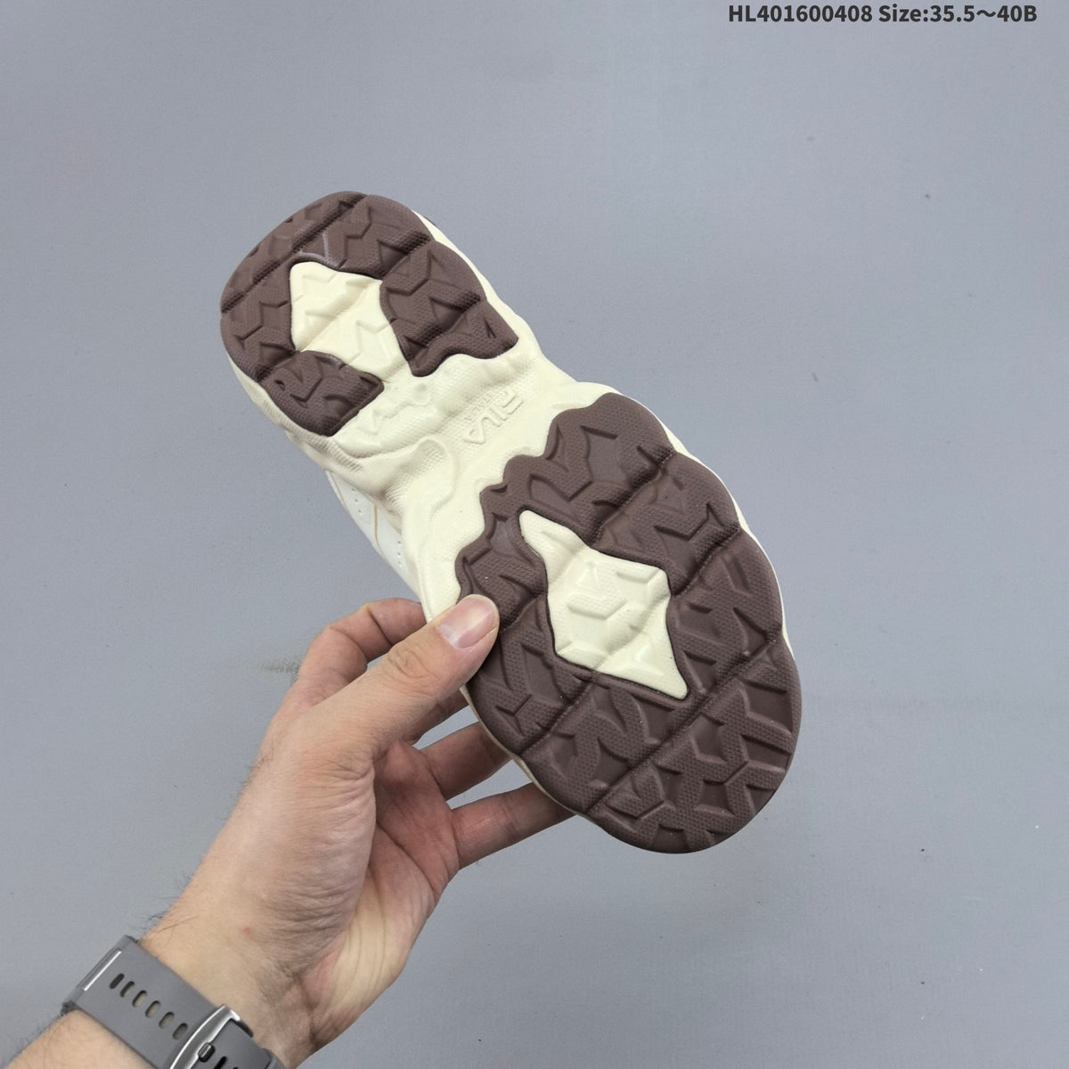 Cream and Brown FILA Chunky Sneakers - product image from the listing.