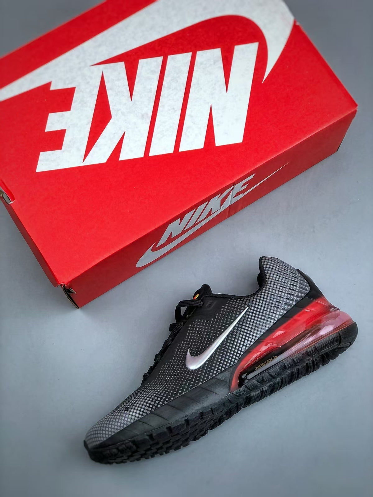 Nike Air Zoom Spiridon Running Shoes in Black Red - product image from the listing.