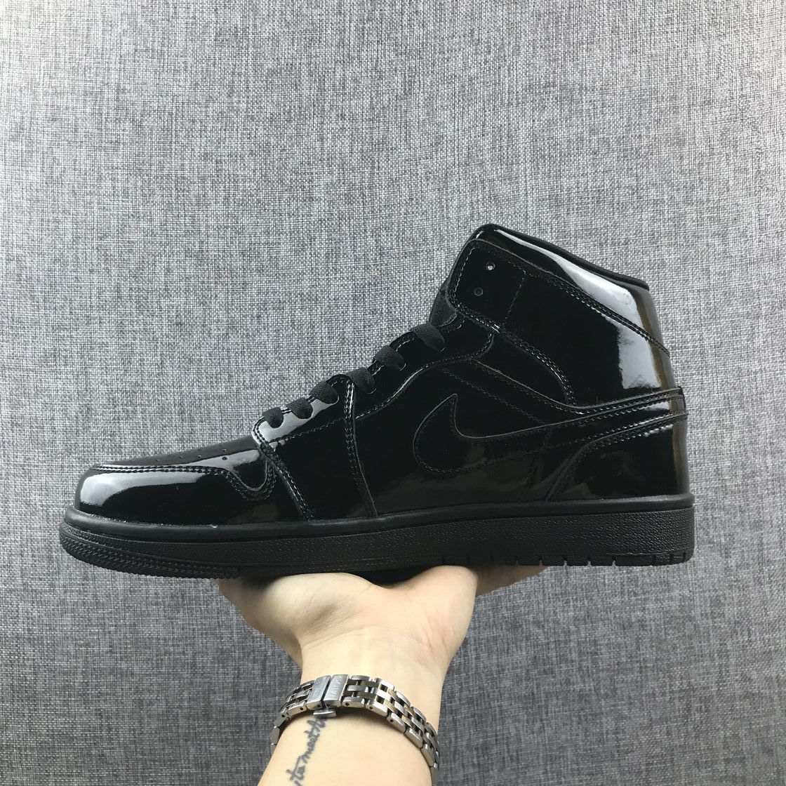 Black Patent Sneakers - Air Jordan 1 Mid BQ6472-002 - product image from the listing.