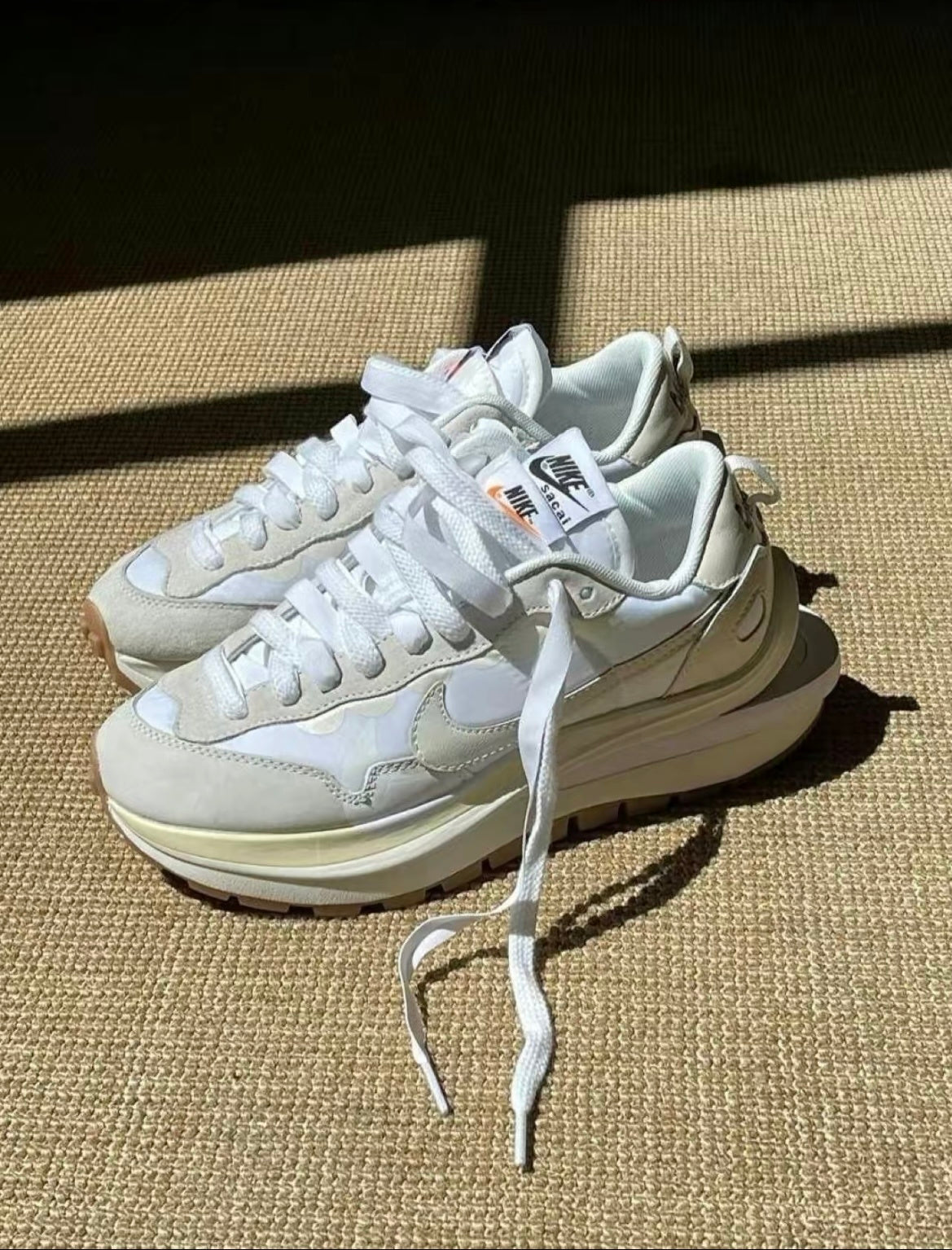 Nike x sacai VaporWaffle Sneakers, in White DD1875-100 - product image from the listing.