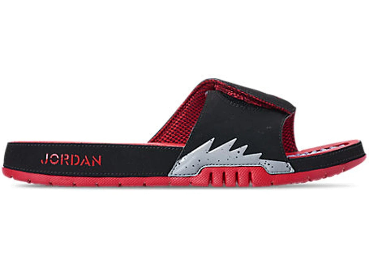 Jordan Hydro 5 Retro Slide Black Particle in Grey University Red - product image from the listing.