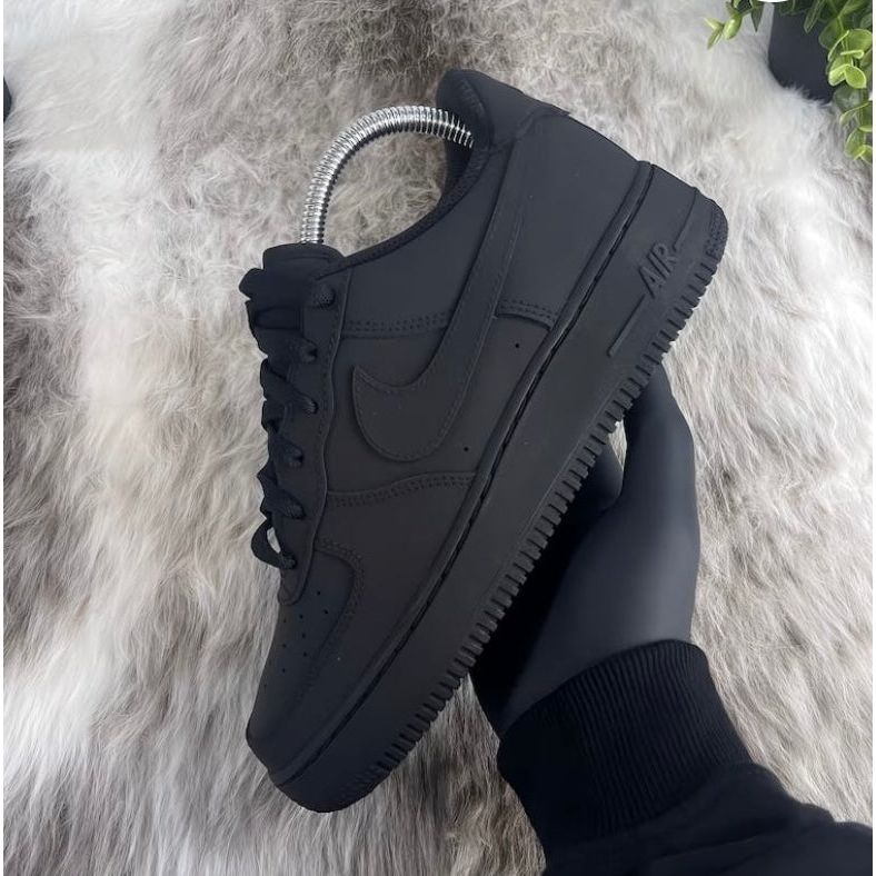 "Matte Black" Nike Air Force 1 Low Custom Sneakers - product image from the listing.