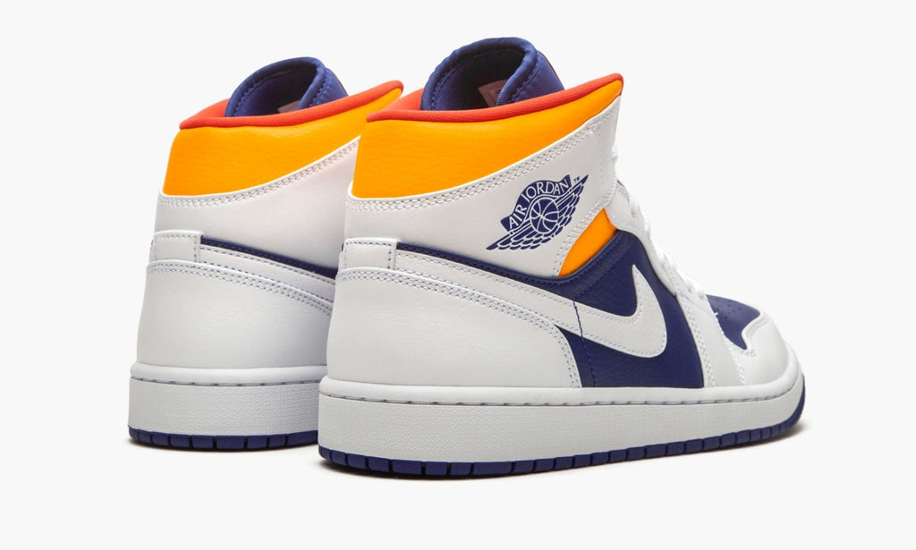 Air Jordan 1 Mid Royal Blue / Laser in Orange - product image from the listing.