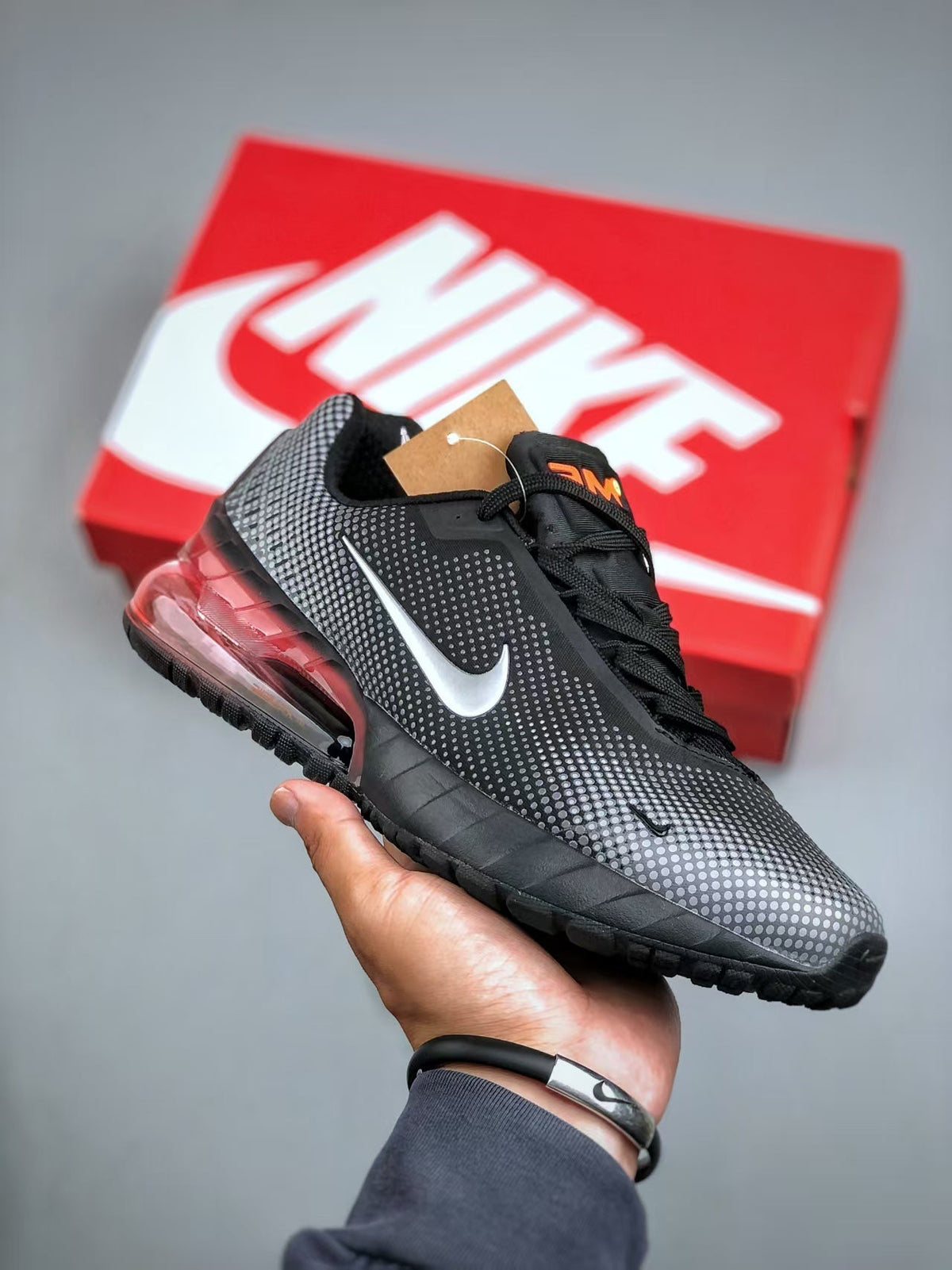 Nike Air Zoom Spiridon Running Shoes in Black Red - product image from the listing.