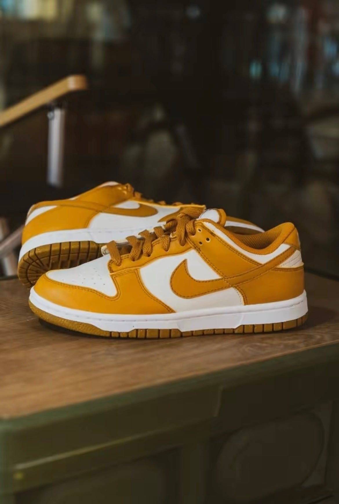 Nike Dunk Low Next Nature Sneakers in White and Brown DN1431-001 - product image from the listing.