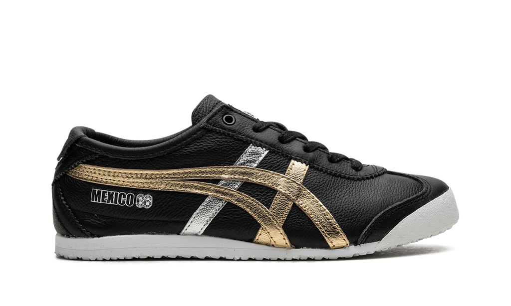Onitsuka Tiger Mexico 66 in Black Gold Silver 122982 - product image from the listing.