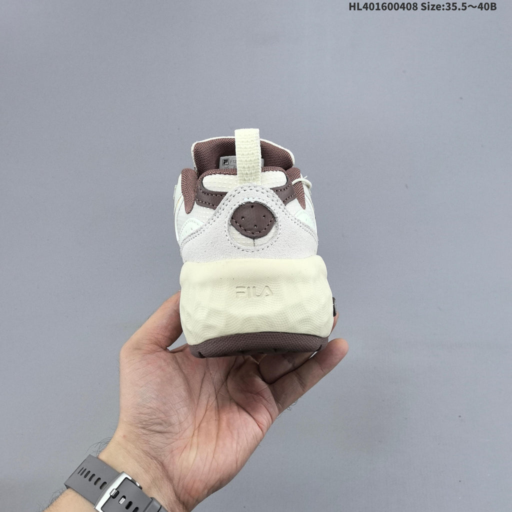 Cream and Brown FILA Chunky Sneakers - product image from the listing.