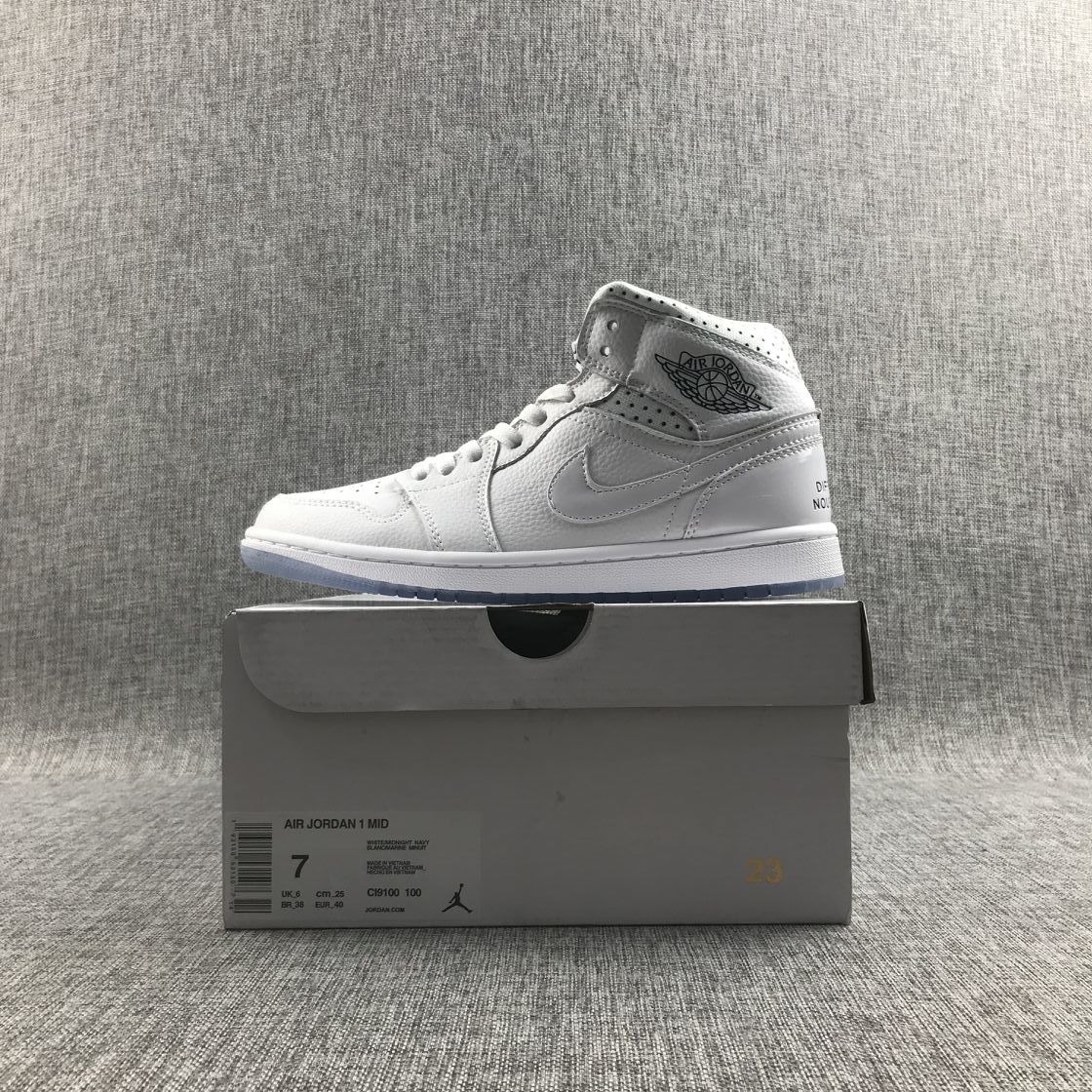 Air Jordan 1 Mid Unite Totale Sneakers in White CI9100-100 - product image from the listing.
