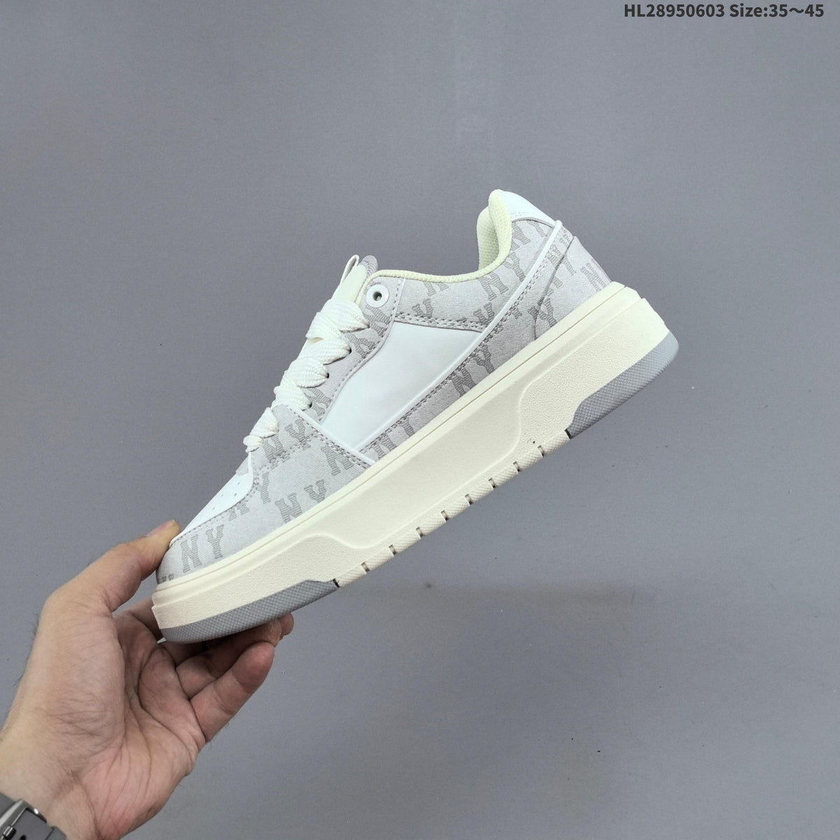 MLB New York Yankees Platform Sneakers, in White and Gray - product image from the listing.