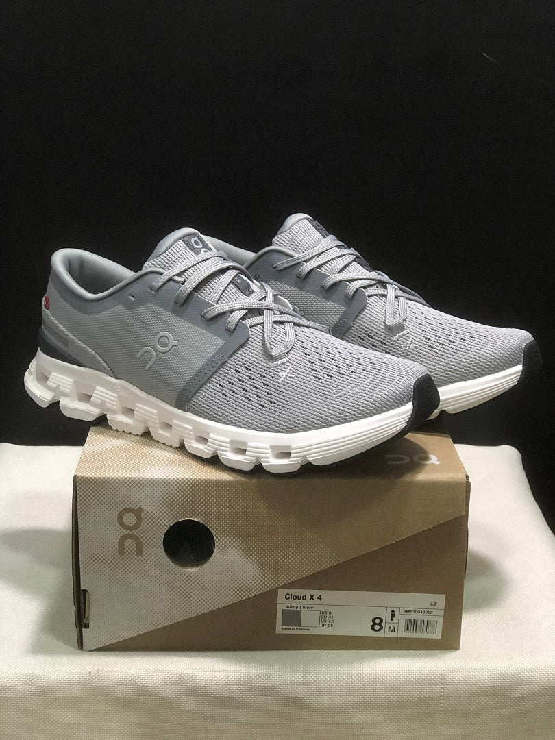 On Cloud X 4 Sneakers in Alloy and in Ivory - product image from the listing.